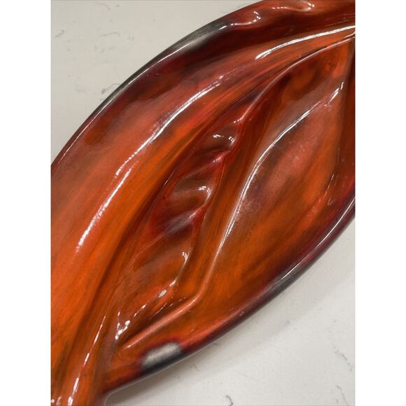 Vintage 70’s Retro Mid-Century Ceramic Leaf Signed Joyce Dated - Picture 3 of 12